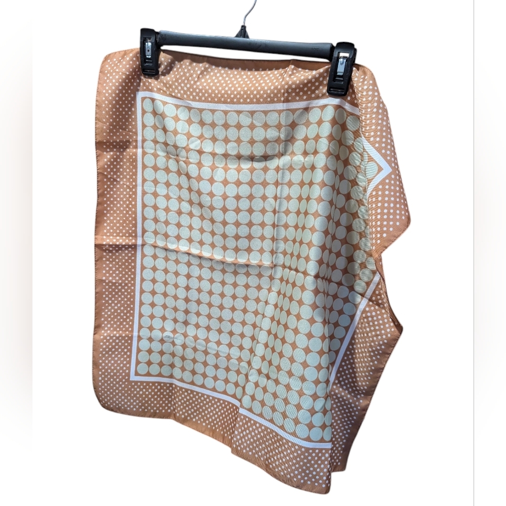 Monique Martin Brown and Blue Polka Dot Scarf